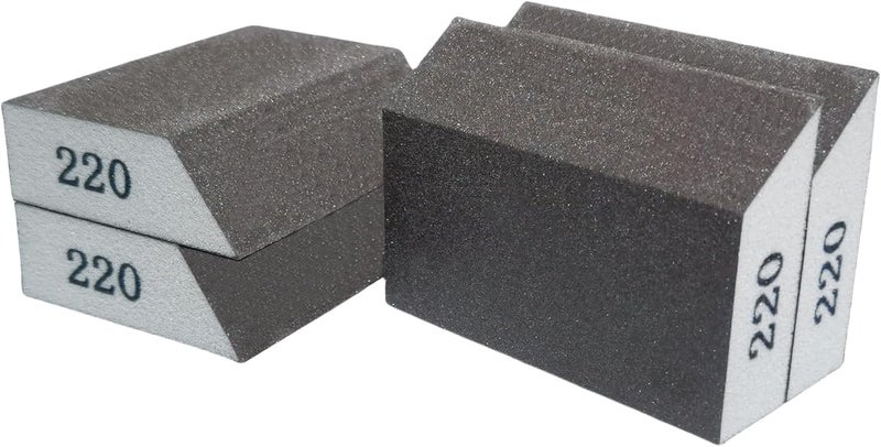 SACKORANGE 4 Pack 220 Grit Single Angle Sponge Sanding Block, Washable and Reusable Sanderpaper Hand Sanding Sponge for Wood Drywall Metal Home Sanding - Image 1